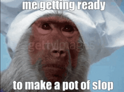 Monkey In Chef Hat Making Slop GIF