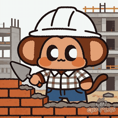 Monkey In Hard Hat Holding Shovel GIF