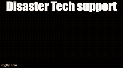 Monkey in Headset at Computer Saying Disaster Tech Support
