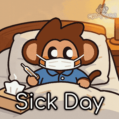 Monkey In Mask Holding Thermometer Sick Day GIF