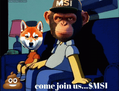 Monkey In MSI Hat Next To Dog On Couch GIF