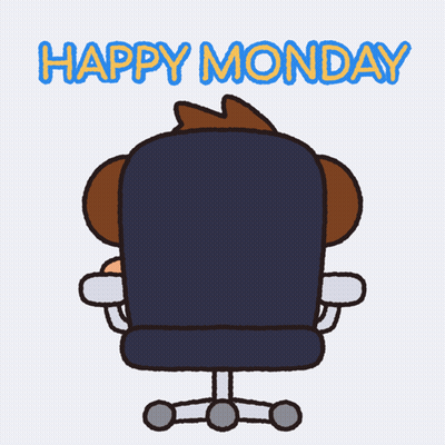 Monkey In Office Chair Holding Coffee Saying Happy Monday GIF