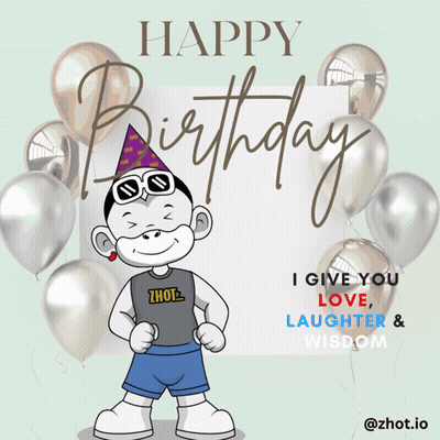 Monkey In Party Hat And Sunglasses Birthday Card GIF