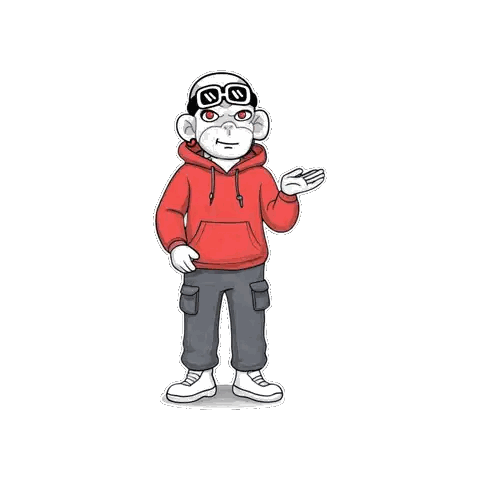 Monkey In Red Hoodie And Glasses Sticker
