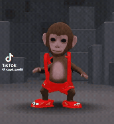 Monkey In Red Shorts And Suspenders Dancing On TikTok GIF