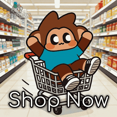 Monkey In Shopping Cart Saying Shop Now GIF