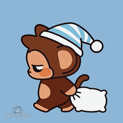Monkey In Sleep Cap Holding Pillow GIF