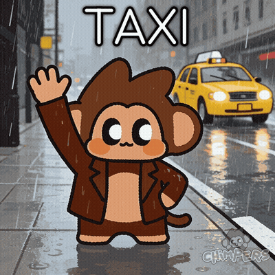 Monkey In Suit Waving To Taxi GIF