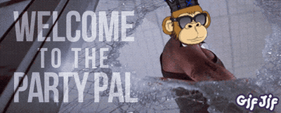 Monkey In Sunglasses And Crown Saying Welcome To The Party GIF