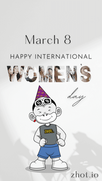 Monkey in Sunglasses and Party Hat Happy International Women's Day