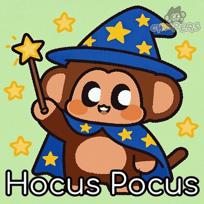 Monkey In Wizard Hat And Cape Holding Wand GIF