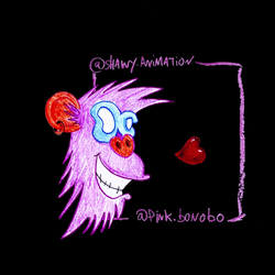 Monkey Kisses Emitting Hearts GIF