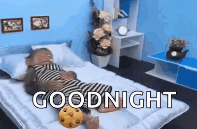 Monkey Laying On Bed With Cookie Saying Goodnight GIF