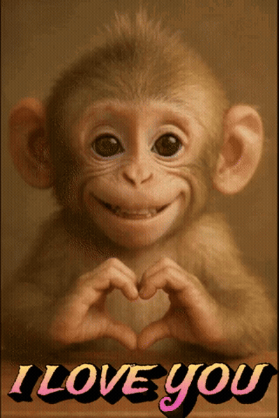 Monkey Making Heart Shape Saying I Love You GIF
