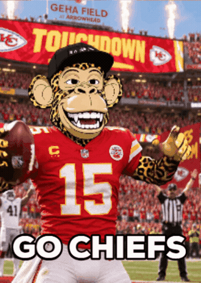 Monkey Mascot Holding Football Go Chiefs Sign GIF