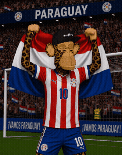 Monkey Mascot Holding Paraguay Flag And Banner GIF