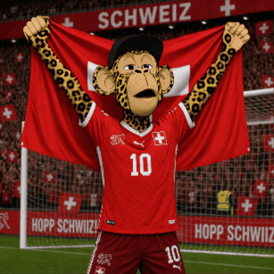 Monkey Mascot Holding Swiss Flag Number 10 GIF