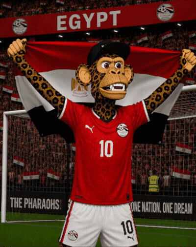 Monkey Mascot In Red Egypt Jersey GIF