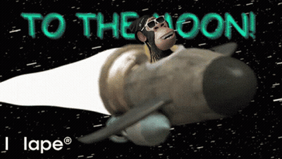 Monkey On Rocket To The Moon GIF
