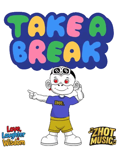 Monkey Pointing At Take A Break Sign Sticker