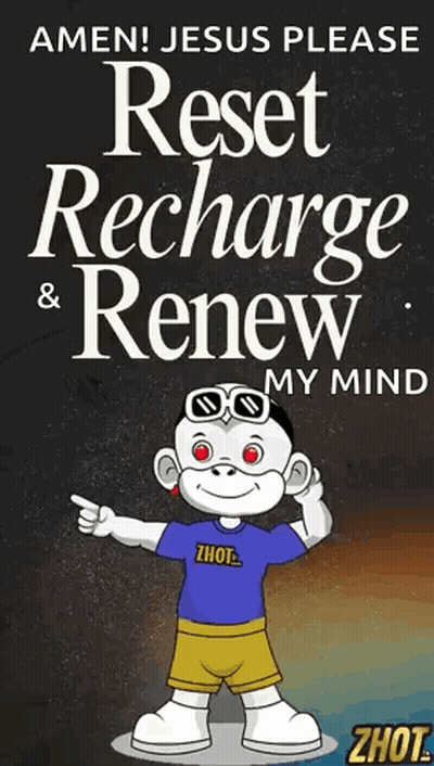 Monkey Poster Saying Amen Jesus Please Reset Recharge & Renew My Mind GIF
