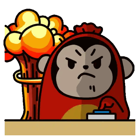 Monkey Pressing Button Explosion Sticker