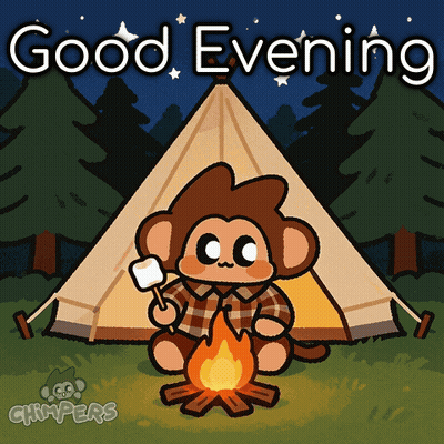Monkey Roasting Marshmallow Good Evening GIF
