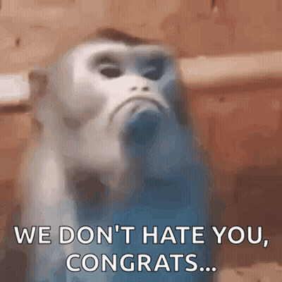 Monkey Saying We Don't Hate You Congrats GIF
