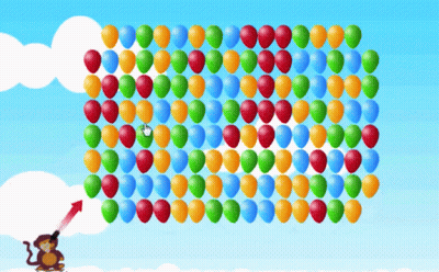 Monkey Shooting Balloons In Game GIF