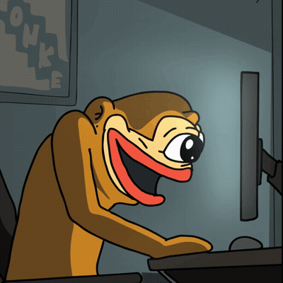 Monkey Sitting At Computer GIF