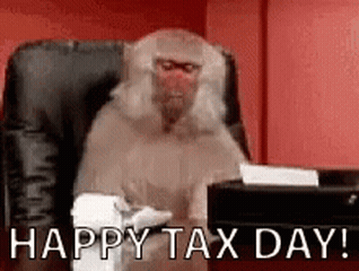 Monkey Sitting In Chair Happy Tax Day GIF
