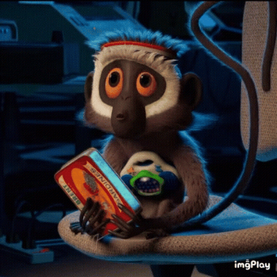 Monkey Sitting In Chair Holding Book Sundays Best GIF