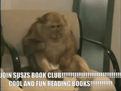 Monkey Sitting In Chair Saying Join Suszs Book Club Cool And Fun Reading Books GIF