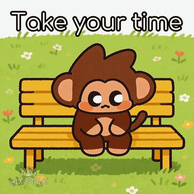 Monkey Sitting On Bench Saying Take Your Time GIF