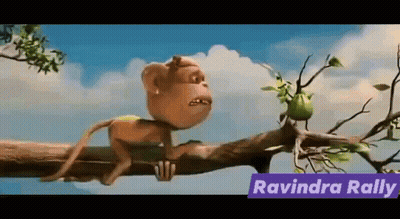 Monkey Sitting On Branch With Pear In Mouth GIF