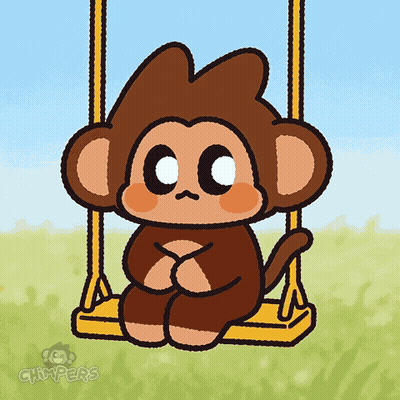 Monkey Sitting On Swing Saying Chimpers GIF
