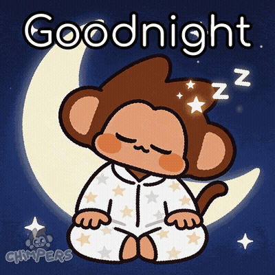 Monkey Sleeping Under Crescent Moon Goodnight GIF