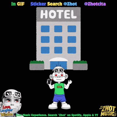 Monkey Standing In Front Of Hotel GIF