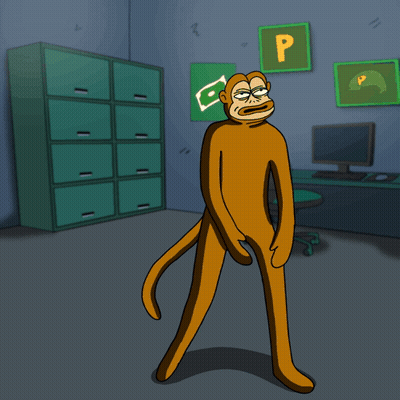 Monkey Standing In Room With P Sign GIF