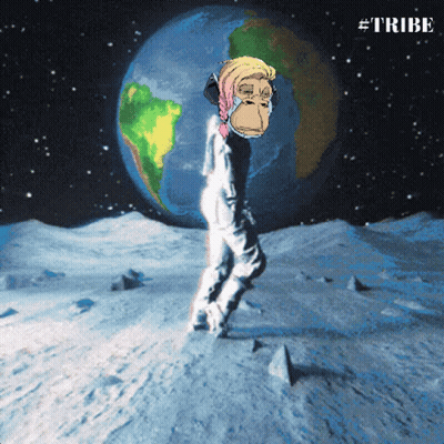 Monkey Standing On Moon With Tribe GIF