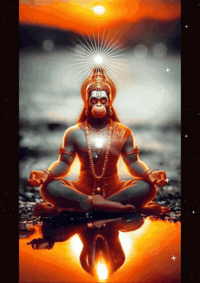 Monkey Statue Sitting in Lotus Position With Reflection