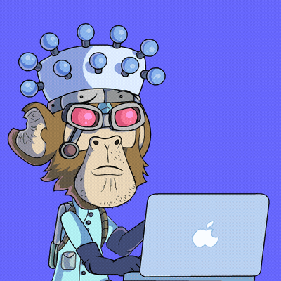 Monkey Wearing Glasses And Hat Using Apple Laptop GIF