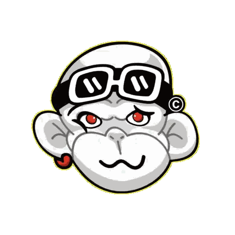 Monkey Wearing Goggles With Copyright Sticker