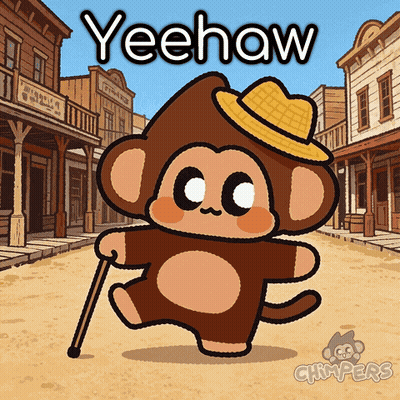 Monkey Wearing Hat And Cane Saying Yeehaw GIF
