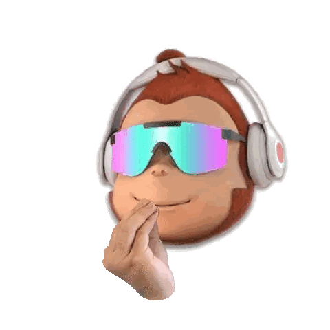 Monkey Wearing Headphones And Sunglasses With Heart Eyes Sticker