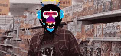 Monkey Wearing Headphones At Grocery Aisle Power GIF