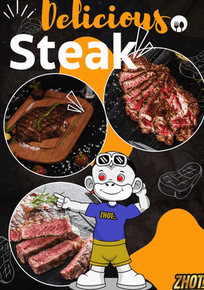 Monkey Wearing Hot Shirt Advertising Steak GIF