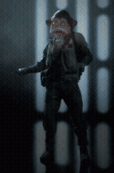 Monkey Wearing Mask In Dark Room GIF