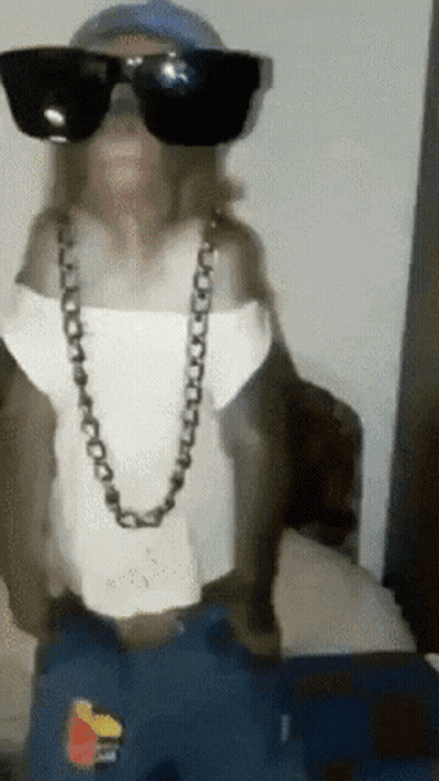 Monkey Wearing Sunglasses Chain And Hat GIF