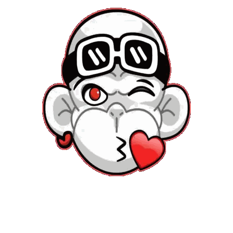Monkey Wearing Sunglasses Giving Kiss Sticker